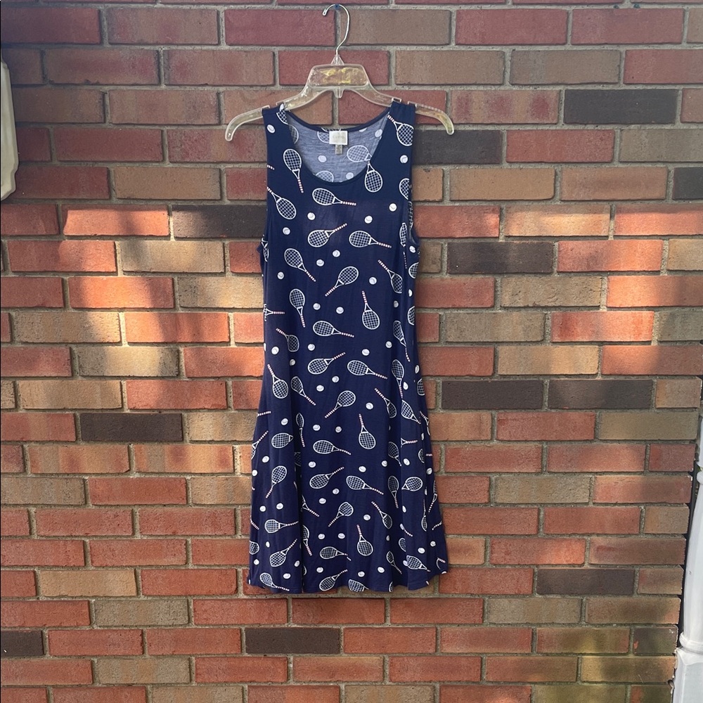 Navy Blue Tennis Print Dress